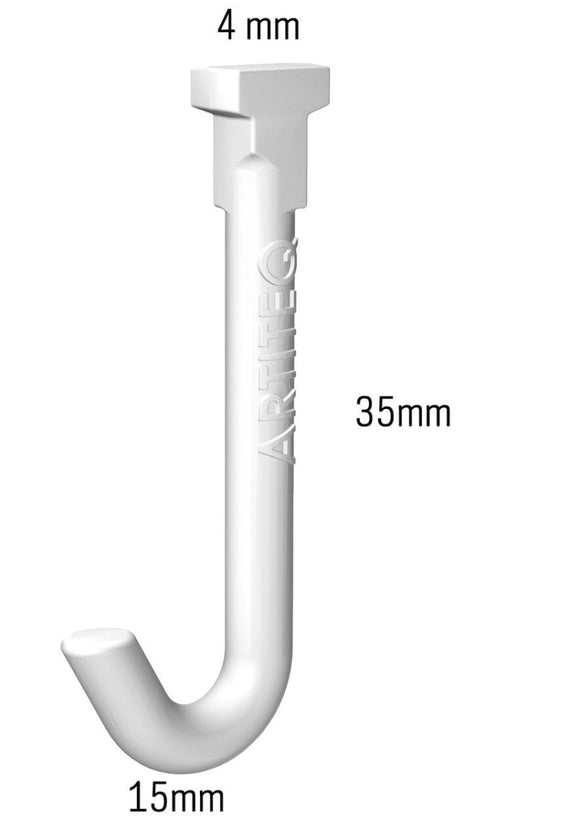 Plastkrok vit Twister, för galleriskena metall - Galleriskena